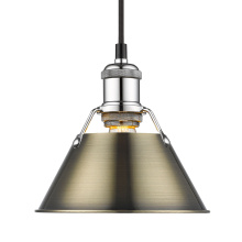 Golden 3306-S CH-AB - Yep by Golden Lighting Orwell 1-light 8in Pendant in Chrome and Aged Brass shade